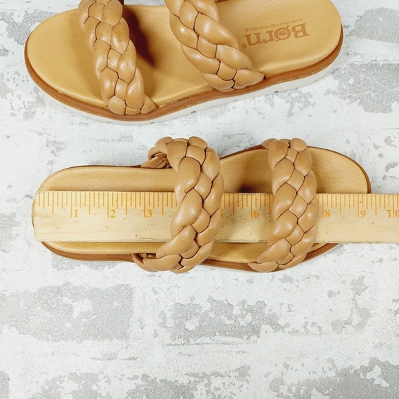 Born Fressia Light Braided Tan Slip On PLatform Sandals H571 - Picture 12 of 13